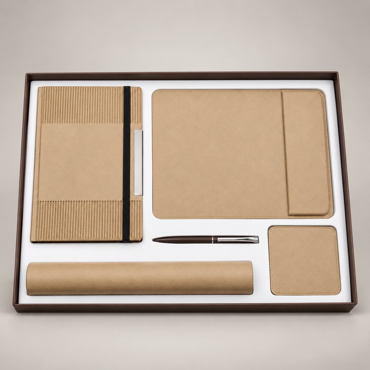 Corporate gift set 397: Diary, Pen, Coasters, Mousepad, & Deskmat