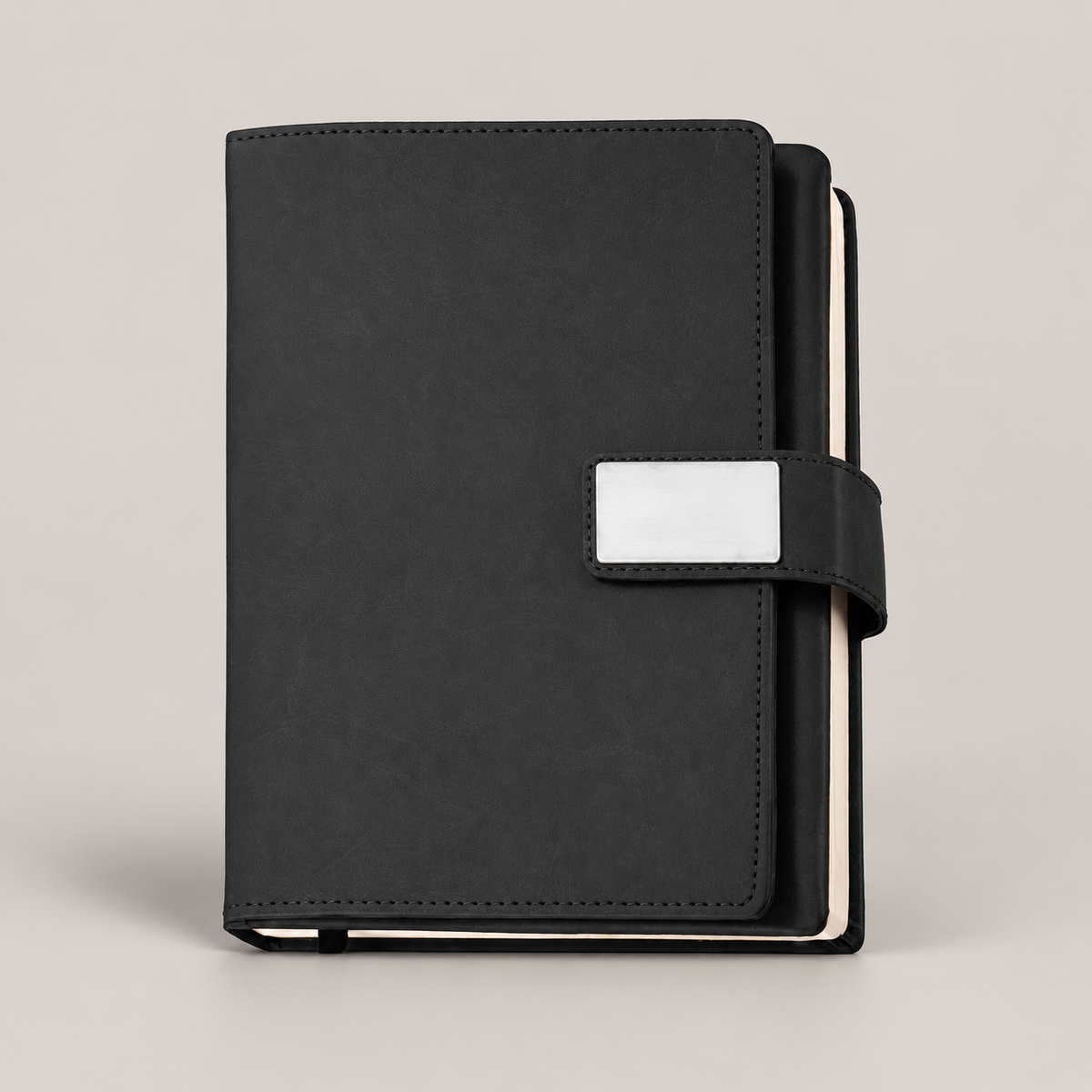 Black Silver Plate Clasp A5 Notebook — D145