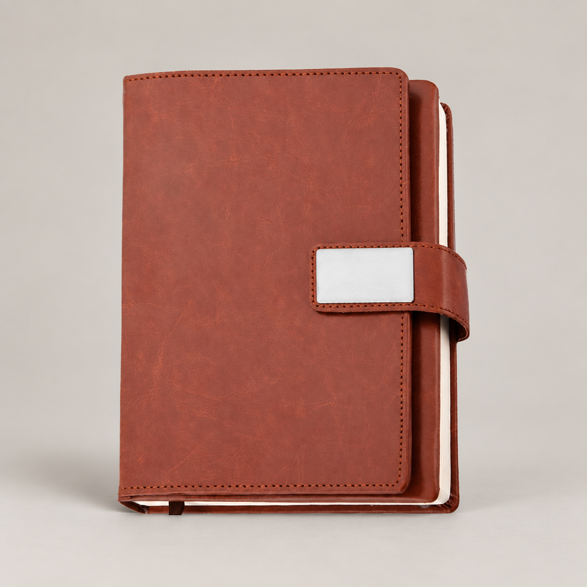Brown Silver Plate Clasp A5 Notebook — D146
