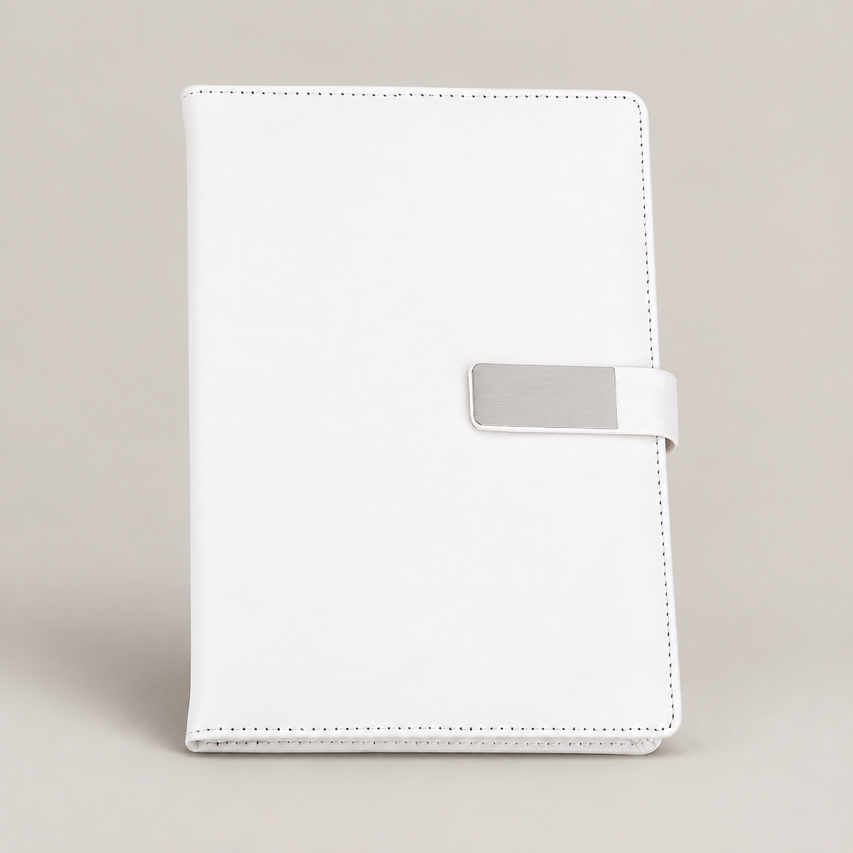 White Silver Plate A5 Notebook — D199