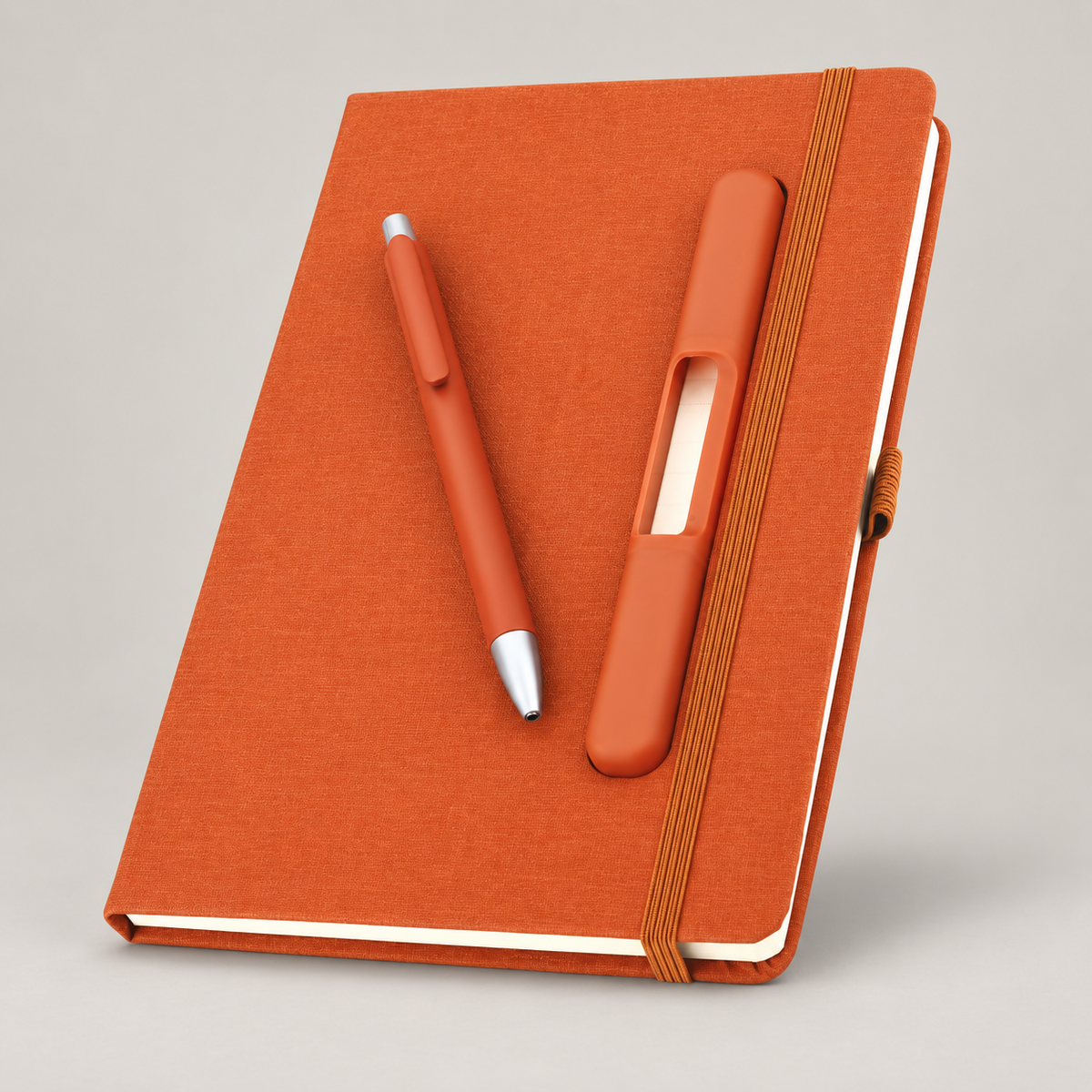 Orange A5 Notebook with Plastic Pen — D212