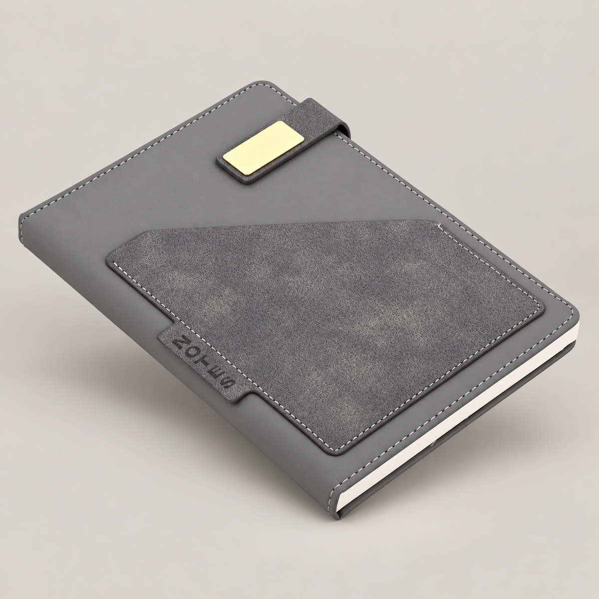 Grey Pocket Cover A5 Notebook — D237