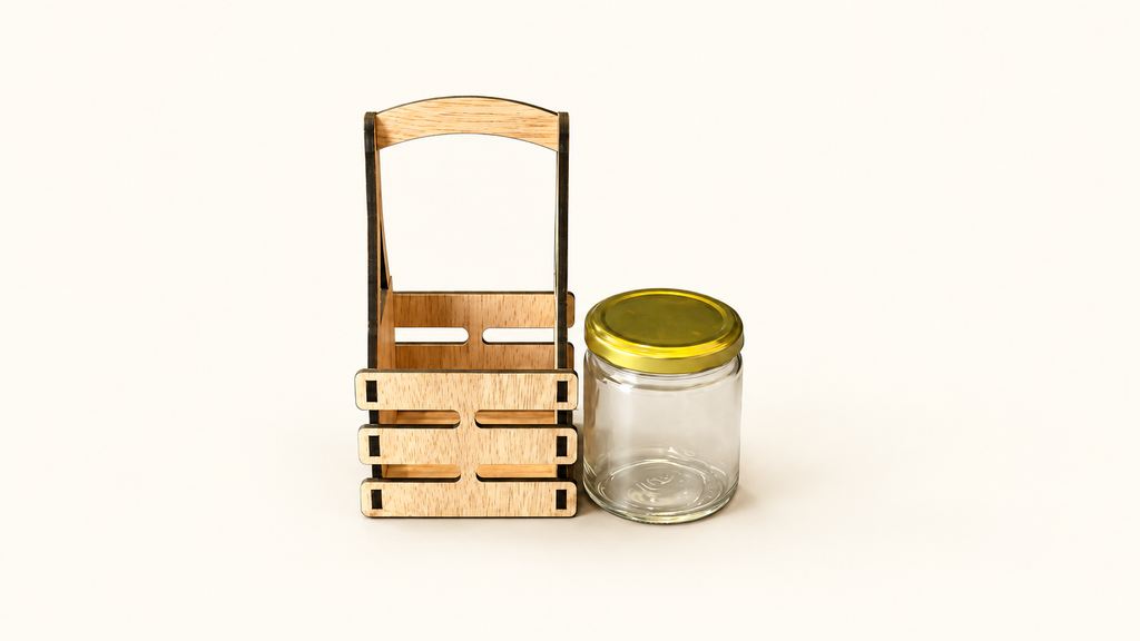 Prelam MDF Jar Basket + 1 Glass Jar (100gm) — PDF product view 1