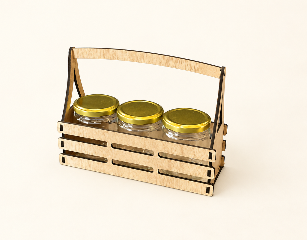 Prelam MDF Jar Basket + 3 Glass Jars (100gm) — PDF product view 2