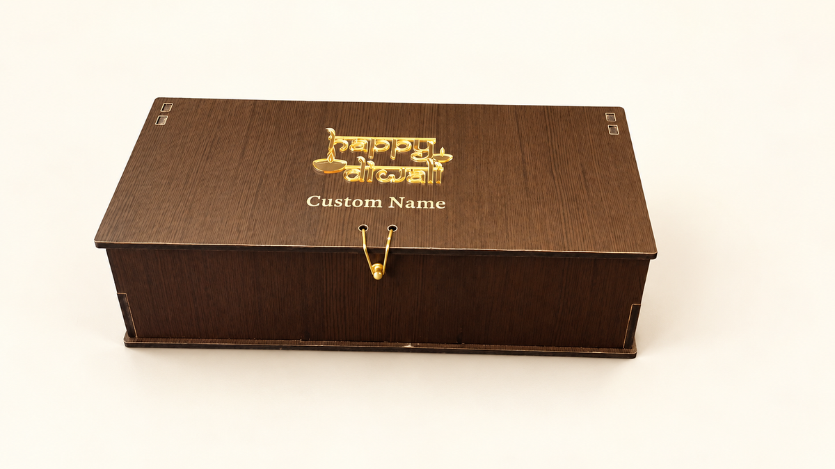 Horizontal Prelam MDF Diwali Box + 3 Glass Jars (100gm) — PDF product view 1