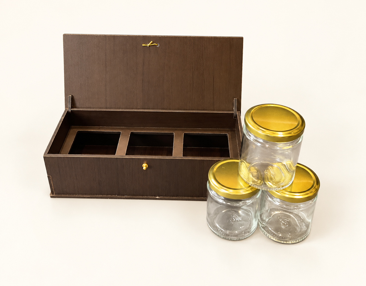 Horizontal Prelam MDF Diwali Box + 3 Glass Jars (100gm) — PDF product view 2