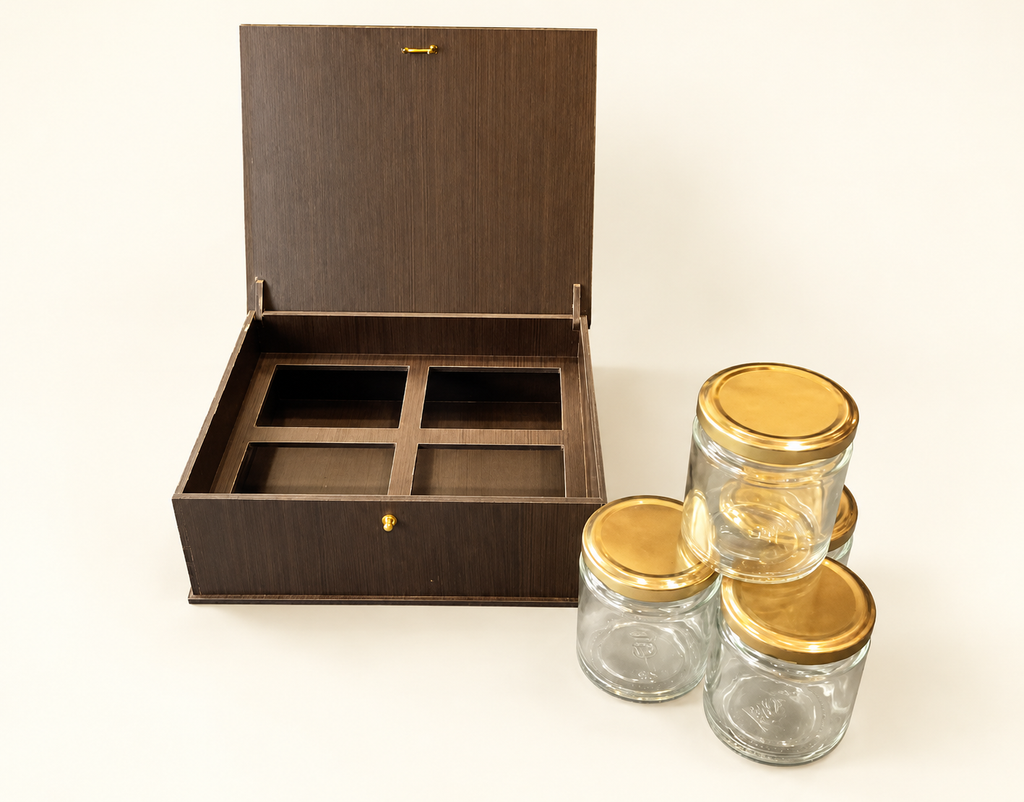 Horizontal Prelam MDF Diwali Box + 4 Glass Jars (100gm) — PDF product view 2