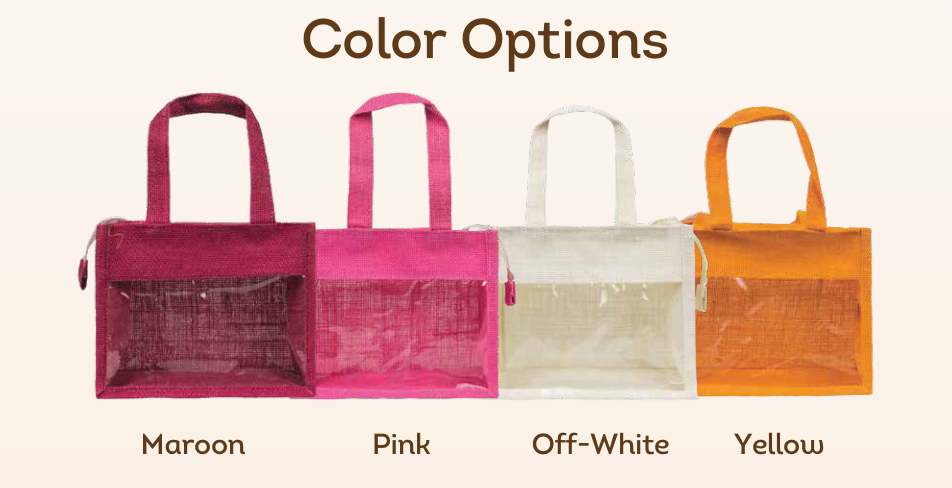 Wedding hamper bag colours: Maroon, Pink, Off-White and Yellow