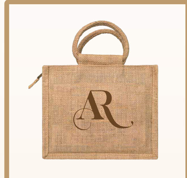Optional wedding monogram printing example — single colour, single side